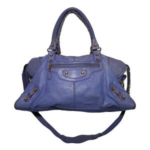 Balenciaga Classic City Motorcycle Bag Purple Lambskin Authentic